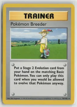 Pokemon Breeder 76/102 Rare Base Set Unlimited Pokemon NM - Image 1