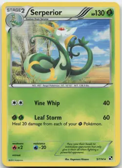Serperior 5/114 Holo Black and White Pokemon Card LP - Image 1