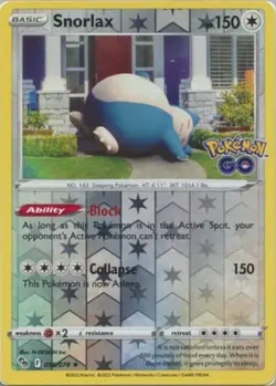 Snorlax Reverse Holo - Pokemon Pokemon Go 055/078 (LP) - Image 1