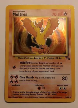 Moltres 12/62 Fossil Holo Rare Vintage Pokemon TCG - Image 1