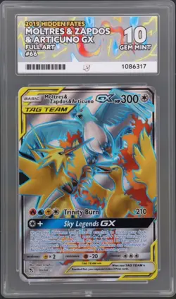 Pokemon TCG Moltres & Zapdos & Articuno GX Hidden Fates 66/68 Ace 10 - Image 1
