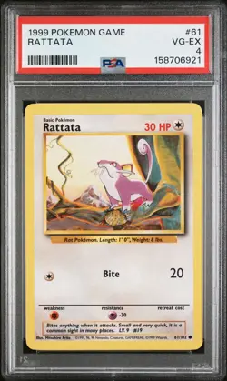 1999 Pokemon Game Base #61 Rattata PSA 4 - Image 1