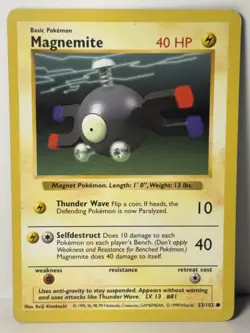 Magnemite 053/102 Base Set Shadowless LP Pokemon Fast Shipping - Image 1