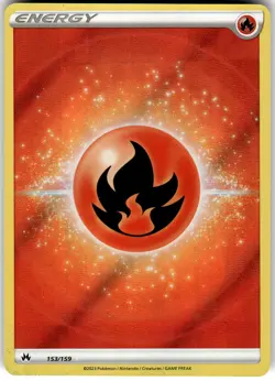 Fire Energy Reverse Holo 153/159 Crown Zenith Pokemon NM Fast Ship - Image 1
