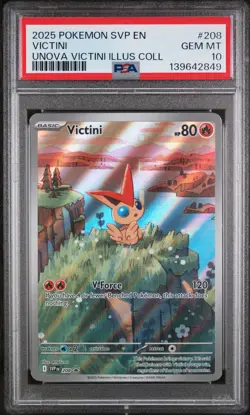 2025 POKEMON SVP EN-SV BLACK STAR PROMO #208 VICTINI PSA 10 - Image 1