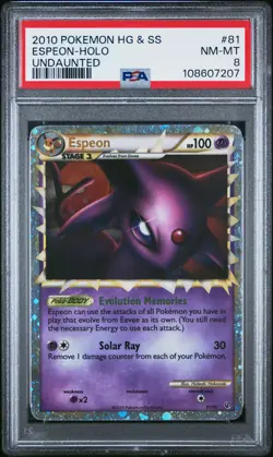 2010 POKEMON HEARTGOLD & SOULSILVER UNDAUNTED #81 ESPEON-HOLO PSA NM-MT 8 - Image 1