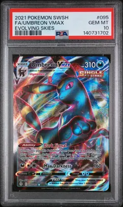 2021 POKEMON SWORD & SHIELD EVOLVING SKIES #095 FA/UMBREON VMAX PSA GEM MT 10 - Image 1