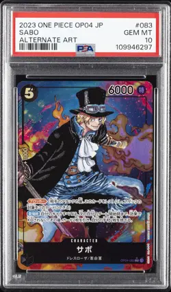 2023 ONE PIECE JPN OP04-KINGDOMS OF INTRIGUE ALTERNATE ART #083 SABO PSA 10 - Image 1