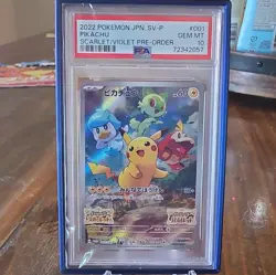 Pokemon TCG Pikachu 001/SV-P Sv-P Promotional Cards Holo Japanese PSA 10 - Image 1