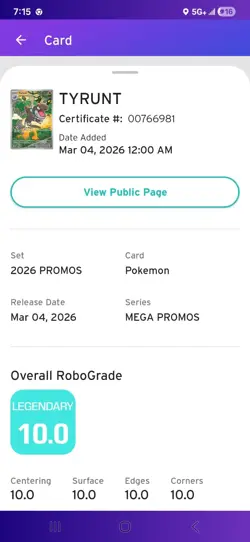 2026 POKEMON PERFECT ORDER ETB PROMO #070 TYRUNT AGS 10 LEGENDARY - Image 3