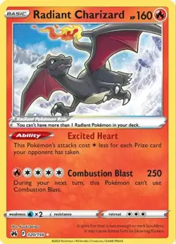 Pokemon TCG Radiant Charizard Crown Zenith 020/159 Holo Radiant Rare - Image 1