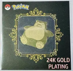 2024 POKEMON POPPING CANDY KOREAN SNORLAX 24K GOLD PLATING METAL STICKER - Image 1