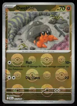 Dwebble (Poke Ball Pattern) 051/086 Holo Common Black Bolt Pokemon Near Mint - Image 1
