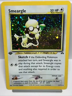 Smeargle 11/75 1st Ed. Holo Neo Discovery Pokemon Card Misprint 2001. NM - Image 1