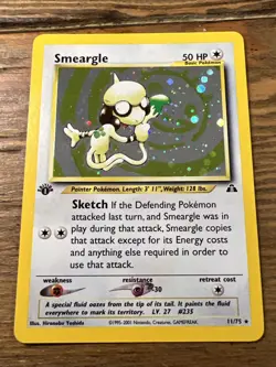 Smeargle 11/75 1st Ed. Holo Neo Discovery Pokemon Card Misprint 2001. NM - Image 2