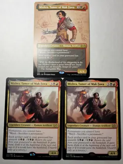 3x Mishra, Tamer of Mak Fawa -1 Borderless, 2 Regular- Brothers War BRO mtg NM/M - Image 1