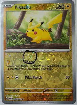 Swirl 🌀 Pikachu 025/165 Reverse Cosmos Holo Bleed Error Rare Pokemon TCG ✨ - Image 2