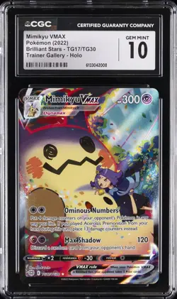 2022 POKEMON BRILLIANT STARS TRAINER GALLERY #TG17 MIMIKYU VMAX CGC 10 GEM MINT - Image 1