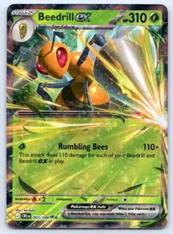 Beedrill ex 003/086 ME04: Chaos Rising Holo Pokemon NM - Image 1