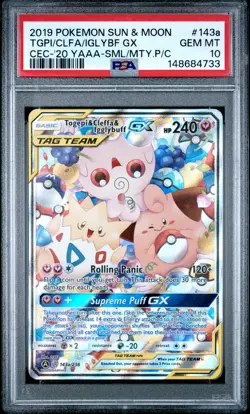 2019 POKEMON SUN & MOON COSMIC ECLIPSE TOGEPI & CLEFFA & IGGLYBUFF GX PSA 10 - Image 1