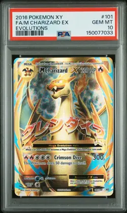 2016 POKEMON XY EVOLUTIONS #101 FULL ART/M CHARIZARD EX PSA 10 - Image 1