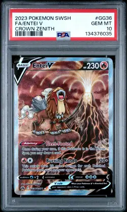 2023 POKEMON SWORD & SHIELD CROWN ZENITH #GG36 FULL ART/ENTEI V PSA 10 - Image 1