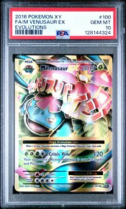 2016 POKEMON XY EVOLUTIONS #100 FULL ART/M VENUSAUR EX PSA 10 - Image 1
