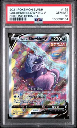 GALARIAN SLOWKING V PSA 10 2021 POKEMON SWSH CHILLING REIGN 179/198 - Image 1
