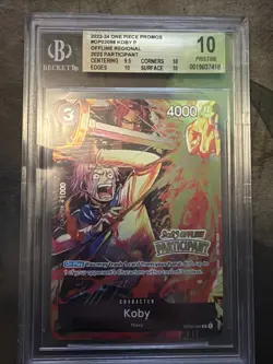 One Piece TCG Koby OP02-098 2023 Offline Regional Promo English BGS 10 - Image 1