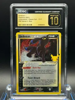 CGC PRISTINE 10 🌟 - Pokemon Umbreon Gold Star Celebrations Classic Coll. #17 - Image 1