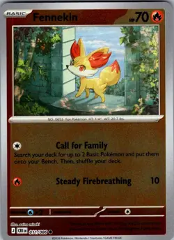 Fennekin ME04: Chaos Rising 011/086 Common Reverse Holo Pokemon Near Mint - Image 1