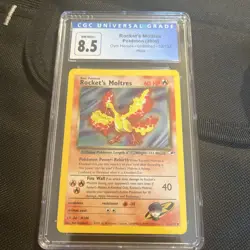 CGC 8.5 ROCKET'S MOLTRES 12 GYM HEROES UNLIMITED HOLO POKEMON MINT - Image 1