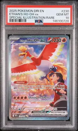 2025 POKEMON DRI EN-DESTINED RIVALS #230 ETHAN'S HO-OH EX PSA 10 - Image 1
