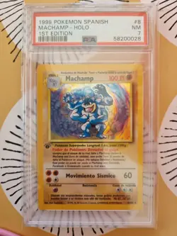 Machamp Holo 1st Edition Base Set Unlimited Spanish PSA 7 Pokemon #8 - Image 1