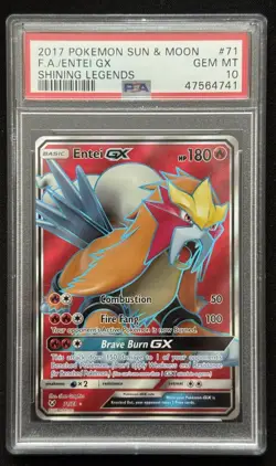 Pokemon TCG Entei GX Full Art Holo Ultra Rare Card 71/73 Shining Legends PSA 10 - Image 1
