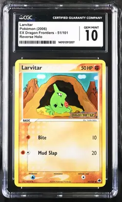CGC Graded 10 Larvitar 51/101 Ex Dragon Frontiers Reverse Holo Pokemon Card - Image 1