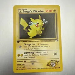 Lt. Surge’s Pikachu 81/132 1st Edition Gym Heroes Pokemon card - Image 1