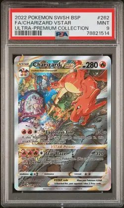 2022 POKEMON SWSH BLACK STAR PROMO #262 FULL ART CHARIZARD VSTAR MINT PSA 9 - Image 1