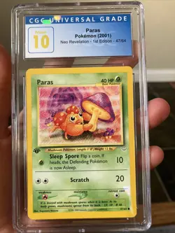 CGC 10 PPRISTINE Paras Neo Revelation 1st Edition 47/64 Pokemon WOTC - Image 1