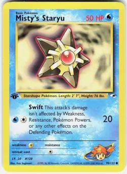 Misty's Staryu 90/132 Common Gym Heroes Pokemon 1st Edition LP - Image 1