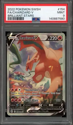 Pokemon Charizard V Brilliant Stars Full Alt Art #154 PSA 9 Mint - Image 1