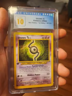 (POP 7) CGC 10 PRISTINE Unown S 87/105 Neo Destiny 2002 Pokemon Card 1st Edition - Image 1