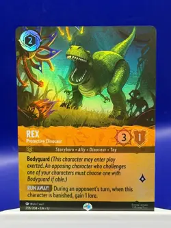 Disney Lorcana Wilds Unknown Rex Protective Dinosaur Epic Foil 206/204 - Image 1