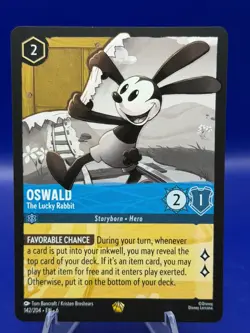 Disney Lorcana Oswald The Lucky Rabbit 142/204 Legendary Azurite Sea - Image 1