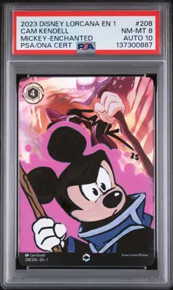 Lorcana Disney - Mickey Mouse, Wayward Sorcerer - Artist Signed Sketch - PSA - Image 1