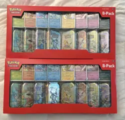 Pokemon Prismatic Evolutions 8 Mini-Tins w Promo Cards *Costco exclusive -2 Pack - Image 1