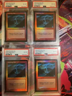 1998 MTG DCI Lightning Bolt Judge Promo Foil PSA 6 Playset 4x Consecutive Cert#s - Image 1