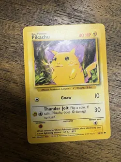 Pokemon TCG Base Set Pikachu Card 58/102 Unlimited Regular Common LP - Image 1