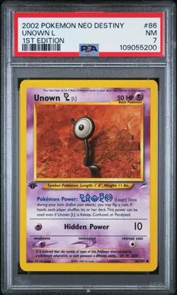 Pokemon TCG Unown L Pokemon Neo Destiny 86 PSA 7 - Image 1