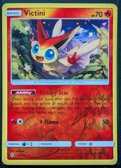 Victini Reverse HOLO 10/145 Pokemon Sun & Moon Guardians Rising MINT - Image 1